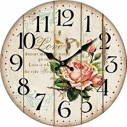 Dřevěné nástěnné hodiny Flower of love, pr. 34 cm